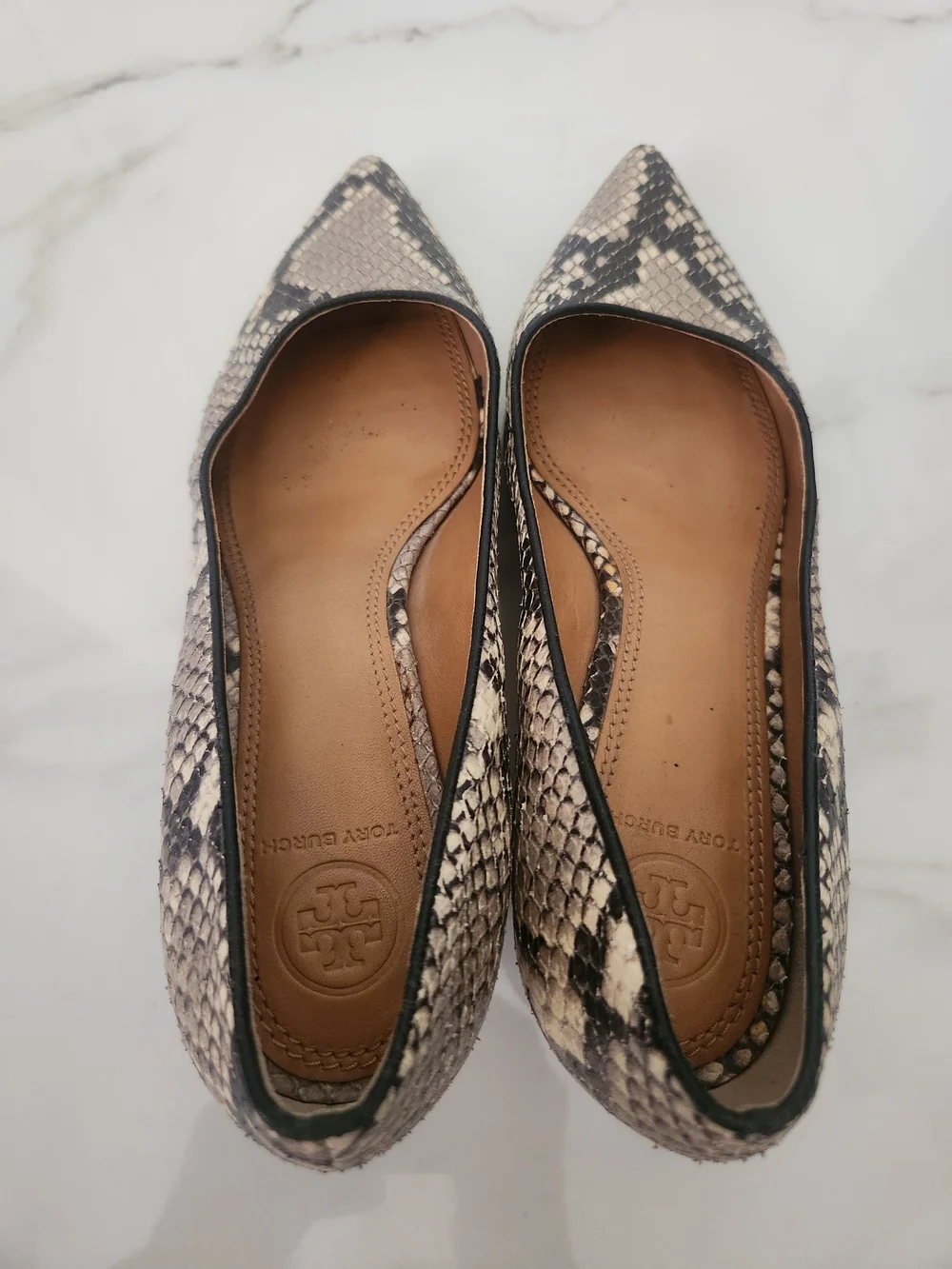 Tory Burch Women's Snake-Print Pointed Toe Pumps in Neutral